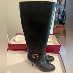 Ferragamo Caryn black knee high boots size 7-7.5